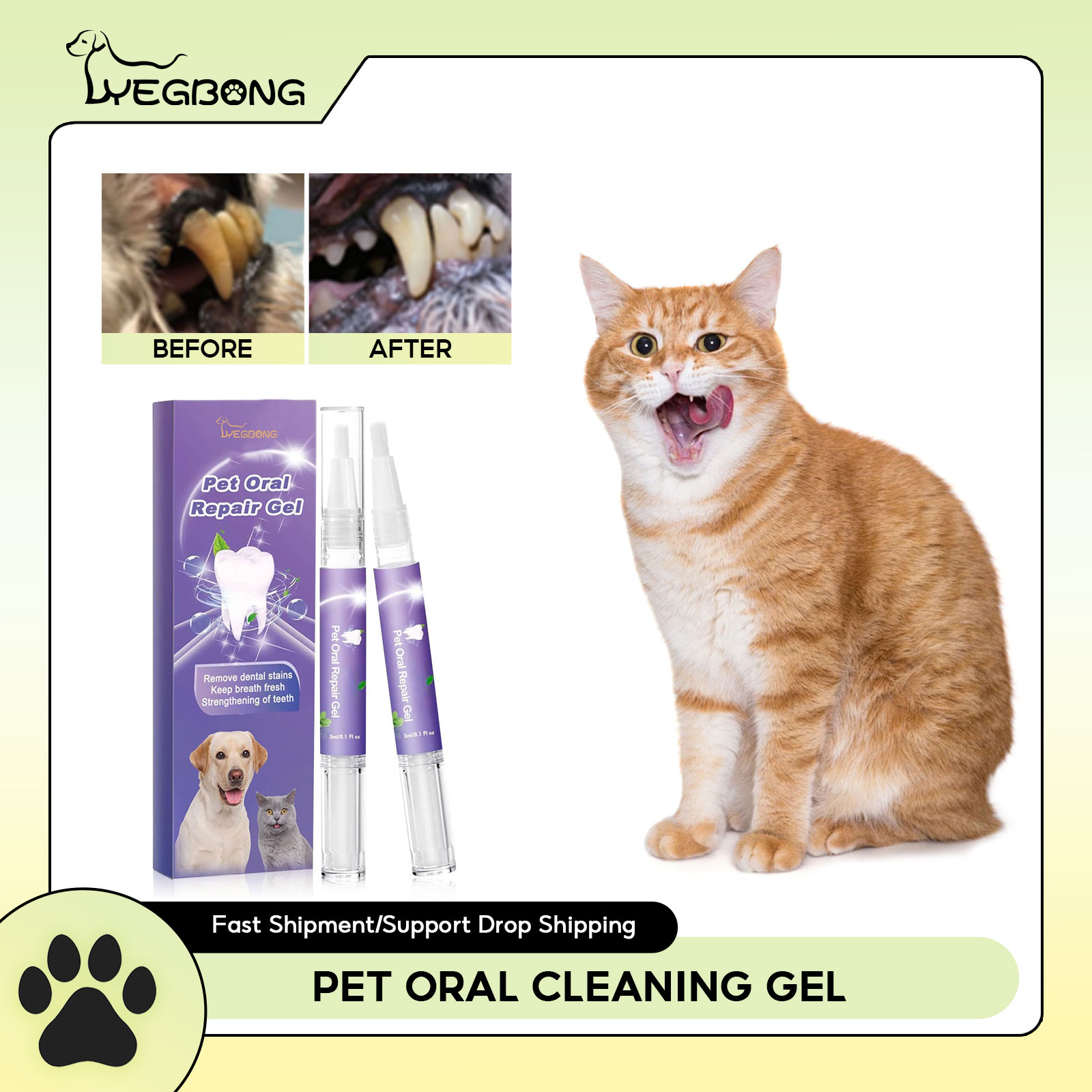 Teeth Whitening Before And After - Pet Oral Repair Gel Puppy Tartar